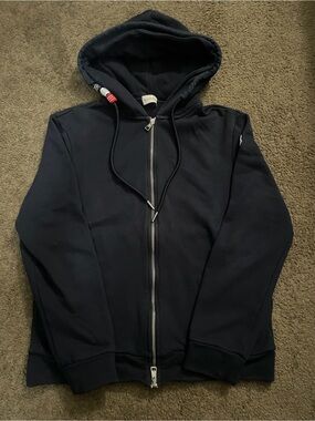Moncler Classic Zip-Up Hoodie in Navy Blue